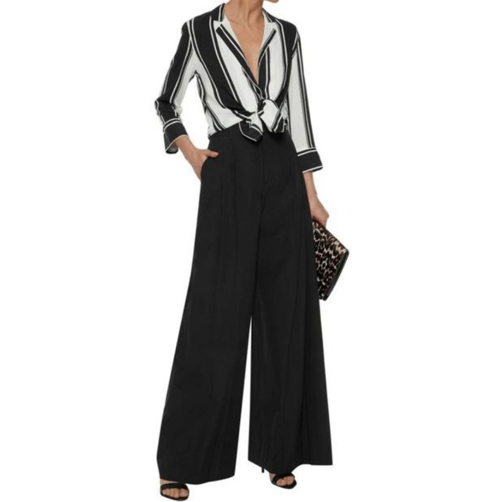 Alice + Olivia Black Dustin Cotton-poplin Pants